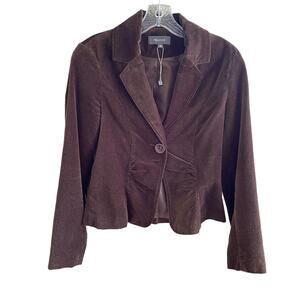 TRUCCO Women's Size 38 (34) Blazer Velvet Brown Dot Cropped Jacket Posh Academic